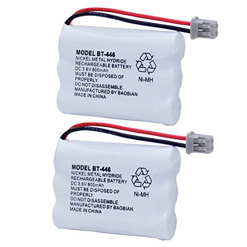 BAOBIAN BT-446 3.6V 800mAh BT446 BT-1005 Rechargeable Cordless Phone Battery Compatible with BBTY0503001 BT-1004 GE-TL26402 BT-504 CPH-488B Handset Phone (2 Pack)