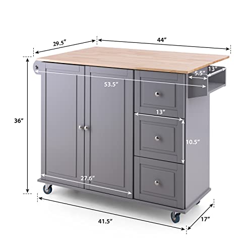 PHI VILLA Kitchen Island Cart on Wheels Mobile Kitchen Island with