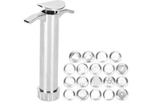 MYUIAO 1 Set Silver Clay Extruder, Multifunction Mud Extruder Sculpture Tool Modeling with 19Pcs Tip Molds for Clay Craft Mixers Presses