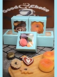 Light Blue Bakery Boxes with Window 4x4x2.5 inches