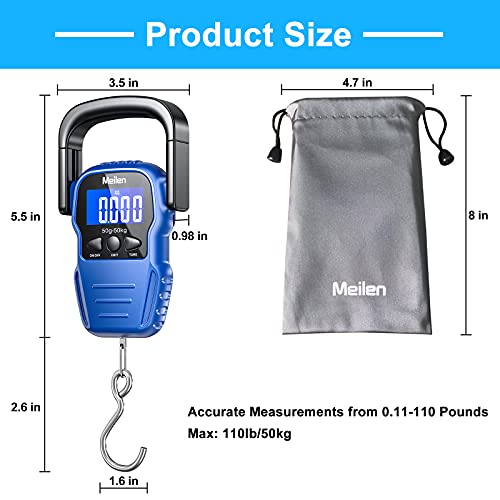 Luggage Scale, 110lb/50kg Fish Scale with Backlit LCD Display, Digital  Fishing Scale with Measuring Tape Hangi