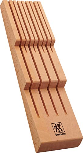 ZWILLING Schubladen-Einsatz für Küchenmesser, Aufbewahrung für 8 Messer, Buchenholz, 41 x 11 x 5 cm, Braun