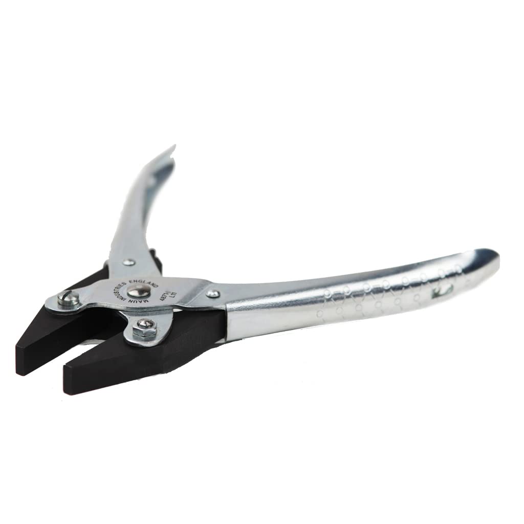Maun 4871-140 Flat Nose Parallel Plier 140 mm | Secure Even Grip Along Length of Serrated Parallel Jaws | V-Slot and Open Throat to Hold Wire and Rod | Professional Quality