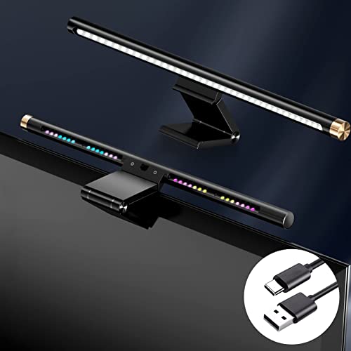 Monitor Light Bar with RGB Backlight, Flat/Curved Screen Bar Reduce Eye