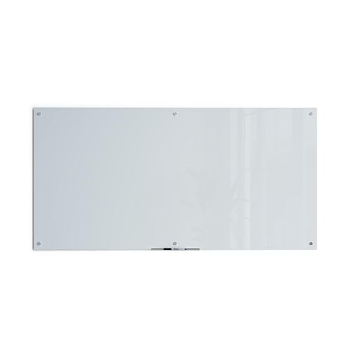 U Brands Glass Dry Erase Board, 36" x 72", White Frosted Surface With Silver Grommets, Includes Marker With Built-In Eraser
