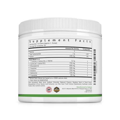VitaMonk Clean EAA - EAAs with No Artificial Sweeteners for Pre-Workout, Energy and Recovery - Max Bioavailable EAA Powder with 9 Essential Amino Acids - Natural Lemonade Flavor