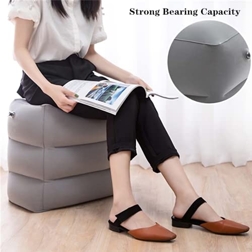 Beauenty Portable Inflatable Travel Foot Rest Pillow,adjustable Three Layers Height Pillow For Airplanes,Cars,Trains,Kids To Sleep On Long Flights，suitable For Office,Home And Any Travel（Grey）
