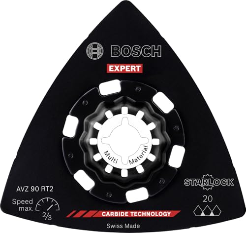 Bosch Professional 10x Lame per utensili multifunzione Expert Sanding Plate AVZ 90 RT2 (per Malta, Ø 90 mm, Grana 20, raschiare o levigare piccole superfici, Accessorio Utensile Multifunzione)