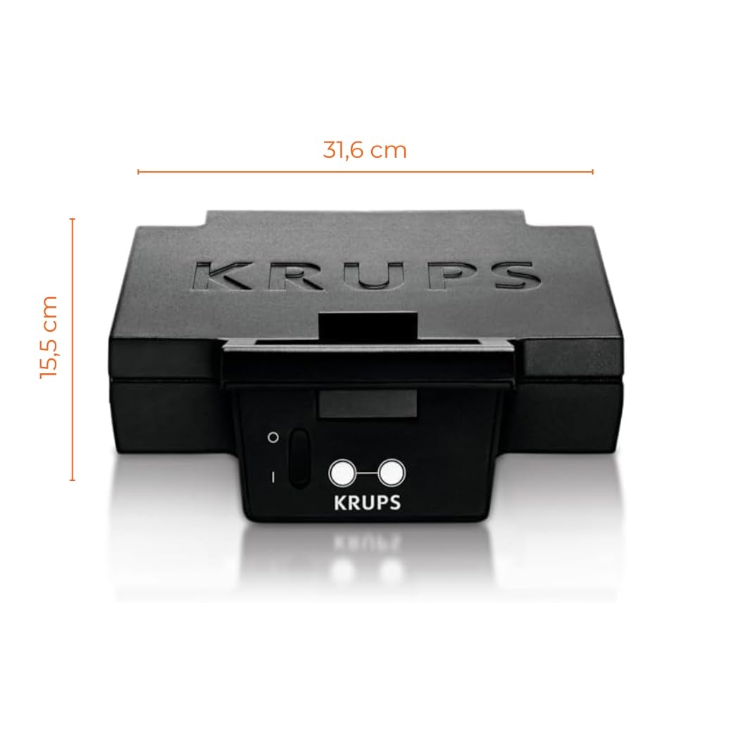 KRUPS FDK461 Sandwichmaker – Dreiecks-Sandwichtoasts, Keramik-Antihaftplatten, 850W, extra tiefe Form für leckere Gourmet-Sandwiches, schnelles Erhitzen, platzsparend, schwarz 6