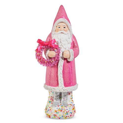 Photo 1 of ***MAJOR DAMAGE*** RAZ Imports Sprinkle Pink Santa Figurine, 11.75-Inch, Resin