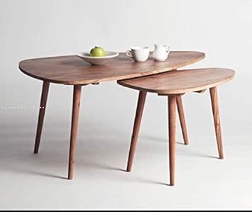 Set of 2 Coffee Table Living Room Table in Natural Matte Finish Orange Window Furniture