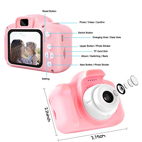 YIWEI Kids Camera Gifts for 3 4 5 6 Year Old Girls Digital Cameras 10MP Video Camera Portable Puzzle Games DIY Video Kids Camera Silicone Soft Cover & Micro SD Card (16GB Memory Card Included)
