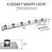 Hyperikon Vanity Lights, 6 Light Vanity Bar Strip, 36 Inch with 6 Sockets (E26 Medium Base), Polished Chrome Vanity Lights, Plug and Switch Rotary Cord - Bulbs Not Included (2 Pack)