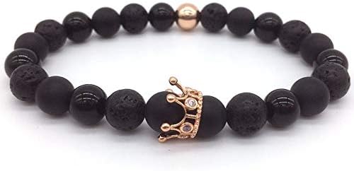 Boniface3 2018 Hot Trendy Lava Stone Pave Cz Imperial Crown and Helmet Charm Bracelet Jewelry