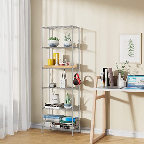BATHWA 6Tier Metal Wire Rack, Free Standing Shelving Unit, Adjustable