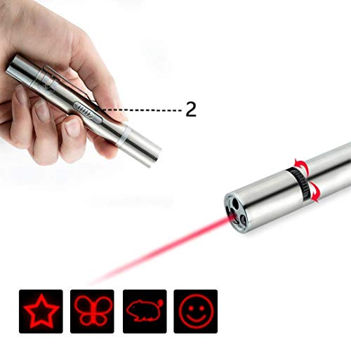 Deyace Rechargeable Cat Laser Toy, Interactive Toys for Cats Dogs Exercise and Training, 4 in 1 Function Pets Chaser Wand, Red Focused Light, UV, Flashlight, Charging Cable - Thumbnail 3