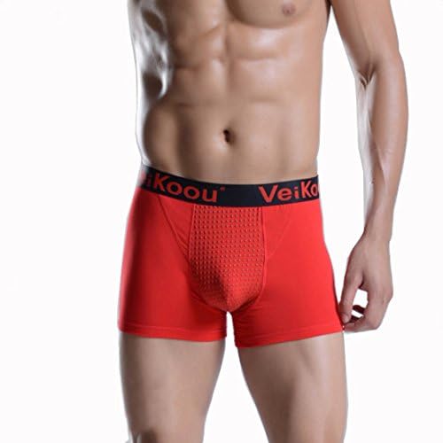 Red Veiku Penis Enlargement U Convex Boxer Trunk Magnetic Therapy and Health Underwear (XXL(waist 84-90cm))