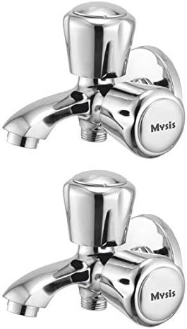 Mysis Royal Brass 2 In 1 Bib Cock With Wall Flange (Rising Fitting | Quarter Turn | Form Flow) (Pack of 2)