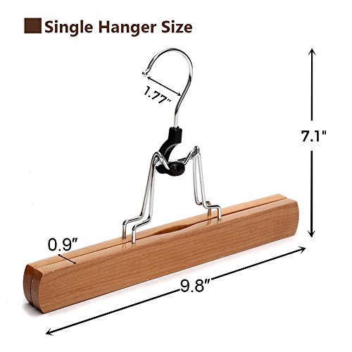 JS HANGER Natural Solid Wooden Collection Slack Hanger, Wood Skirt Hangers, Natural Polished, Set of 10 - Thumbnail 5
