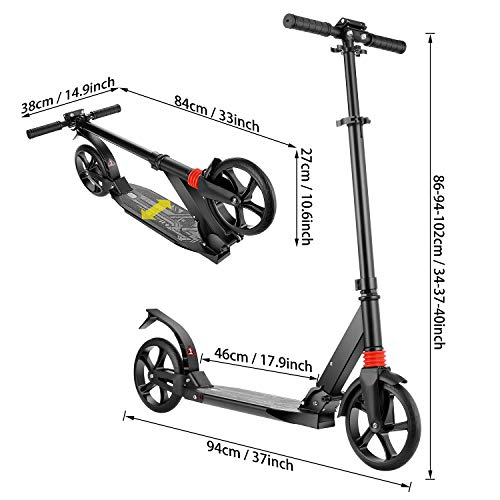 WeSkate Adults Teens Kick Scooter, HeightAdjustable Foldable Commuter