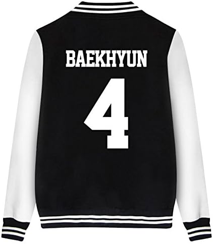 THSGRT EXO Baseball Fans Unisex Jacket Sehun Kris Suho Baekhyun Lay Chanyeol Luhan Xiumin D.O Kai Tao Chen (Baekhyun 4, M)