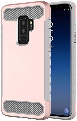 Galaxy S9 Plus Case, Tourist [Carbon Fiber Design] 2 in 1 Hybrid Dual Layer Shockproof Bumper Soft TPU Protective Defender Shell Holder Cover Durable Case for Samsung Galaxy S9 Plus(2018) (Rose Gold)