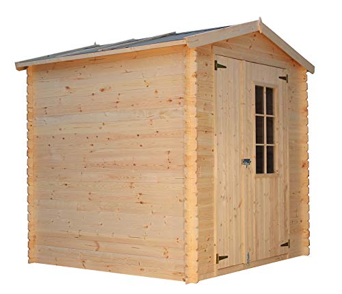 TIMBELA M343E ABRI de Jardin en Bois Exterieur - Chalet en Pin/épicéa- H218 x 200 x 200 cm, 3.53 m² - EP. 19 mm