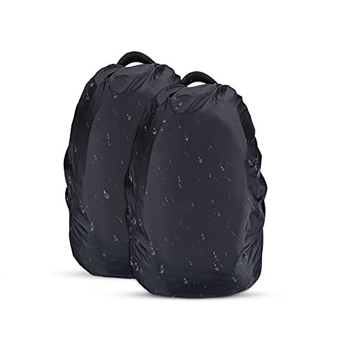 AGPTEK 2-Pack Nylon Waterproof Backpack Rain Cover for Hiking/Camping/Traveling/Outdoor Activities, Black,Size S:18-25L