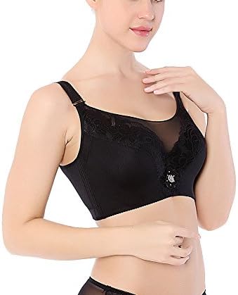 Lace Push Up Bra Plus Size Underwire Embroidered Full Figure With Padding Black 46 D
