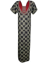 Womens Maxi Dress Caftan Cotton Printed Summer Kaftan Nightgown House Dresses
