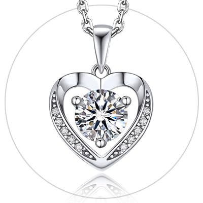 MomentWish Women's Heart Necklace, 0.5/1/2 Carat Moissanite Diamond Pendant Rose Gold 925 Sterling Silver Hypoallergenic Jewelry Gift for Wife Mom Girlfriend