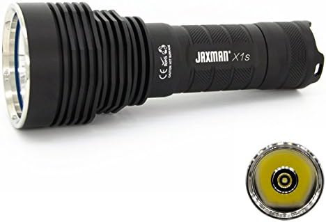 Jaxman X1s throw shots version Flashlight, IPX67 Water-Resistant,Professional Ultra-Bright 1300 Lumens Torch (Camping, Security, Emergency Use) 26650 Battery included (XHP35 hi Warm White)