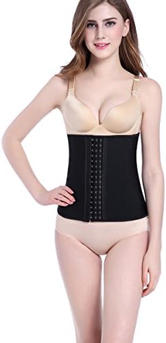 Tissbely Women's Latex Waist Trainer Belt Sport Girdle 9 Steel Boned Waist Body Shaper (S, Black)