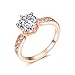 SPILOVE Serend 18k Rose Gold Plated 1.5ct Heart and Arrows Cut Cubic Zirconia Solitaire Wedding Engagement Rings, Size 9