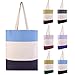 Pack of 6 - Reusable Fancy Durable Tri-Color Canvas Blank Shopping Tote Bags - 12oz. Fabric Sturdy Canvas Plain Tote Bags in Bulk - 15
