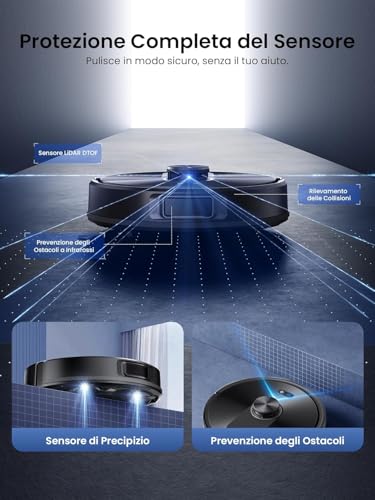 Proscenic Q10 Robot Vacuum Cleaner with Mapping, Robot Flooring 10000Pa 200min, LiDAR Smart, APP Control/Alexa/WiFi/Siri/IFTTT, Ideal for Home Cleaning/Animal Hair