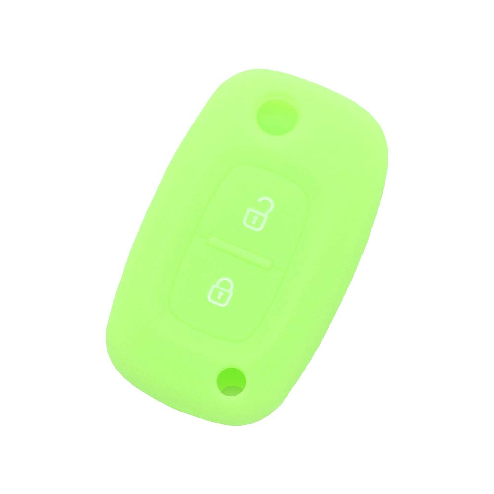BROVACS Silicone Cover Protector Case Holder Skin Jacket Compatible with RENAULT 2 Button Flip Remote Key Fob CV9352 Neon Green