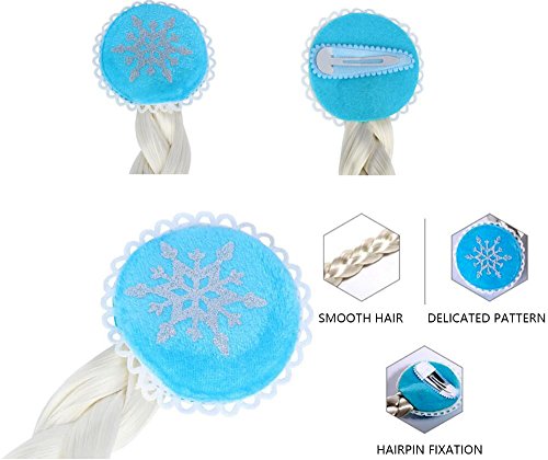 Princess Elsa Dress up Party Accessories Blue Favors 4 Pcs Gifts Set - Gloves Tiara Wig and Wand