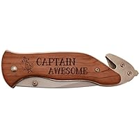 ThisWear Sailing Boating Gift Captain Awesome Nautical Laser Engraved Stainless Steel Folding Survival Knife