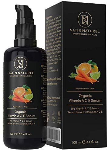 🥇 OFERTA LANZAMIENTO Serum Facial de Vitamina A C E ORGÁNICO con Retinol y Acido Hialuronico 3 VECES MAYOR 100ml – Hidratante Facial Mujer Contorno de Ojos con Vitamina C y Aloe Vera – Hecho en Alemania