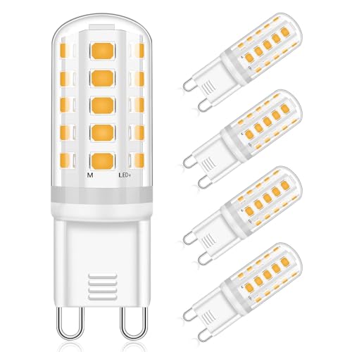 LED Light Bulbs G9 Warm White 3000K, 5W Equivalent 40W Halogen Bulb, Non-Dimmable, 360° Beam Angle, No Flicker G9 LED Lamps, AC 220-240V, (Pack of 5)