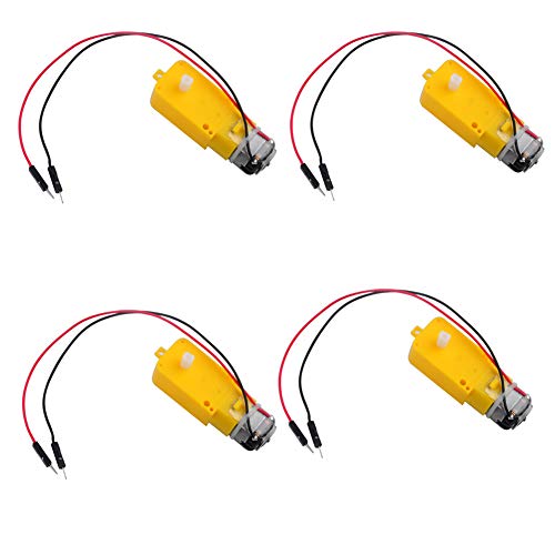 Wishiot TT Motor DC Gearbox Motor 200RPM DC 3-6V for Arduino Smart Car 1:48 Male Connector(Pack of 4pcs)