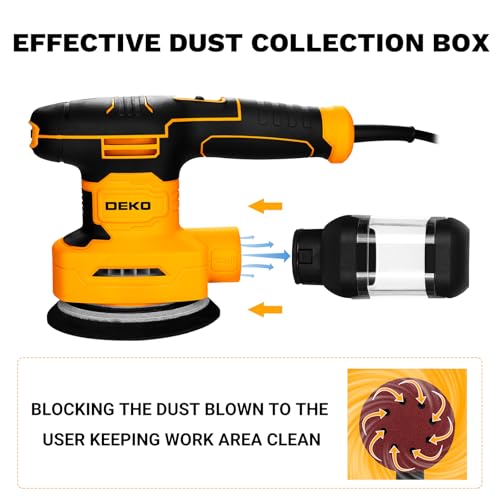 DEKOPRO 3-IN-1 Multi-Function Sander 300W 13000RPM with 15 Sandpaper Sheets 6 Speed Woodworking Accessories