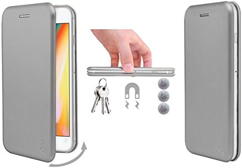 iPhone X Case, Premium Leather iPhone X Wallet Kickstand Case [Magnetic Closure] [Card Slot] Flip Slim Design Stand Folio Protective Cover Case for iPhone X (Silver)