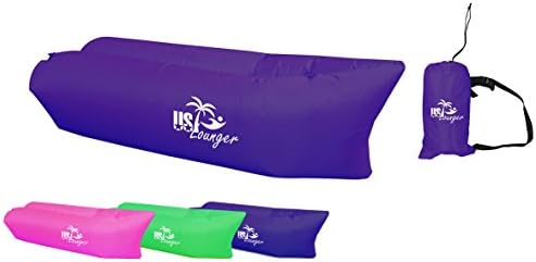 US Lounger Royal Purple Fast Inflatable Portable Outdoor or Indoor Wind Bed Lounger, Air Bag Sofa, Air Sleeping Sofa Couch, Lazy Bed for Camping, Beach, Park, Backyard