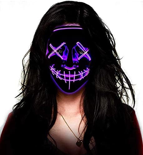 Halloween Mask LED Purge Mask Light Up Masquerade Festival Parties El Wire Cosplay Glowing Scary Mask