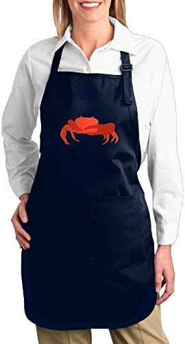 Dogquxio Cartoon Crab Kitchen Helper Professional Bib Apron With 2 Pockets For Women Men Adults Navy