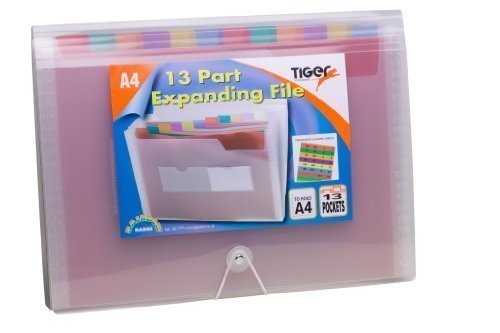 3 X A4 Rainbow Expanding File, 13-Part with Elastic Closure