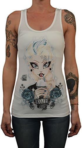 Women's Frozen - Miss Cherry Martini Punk Elsa Racerback Tattoo Tank Top T-Shirt