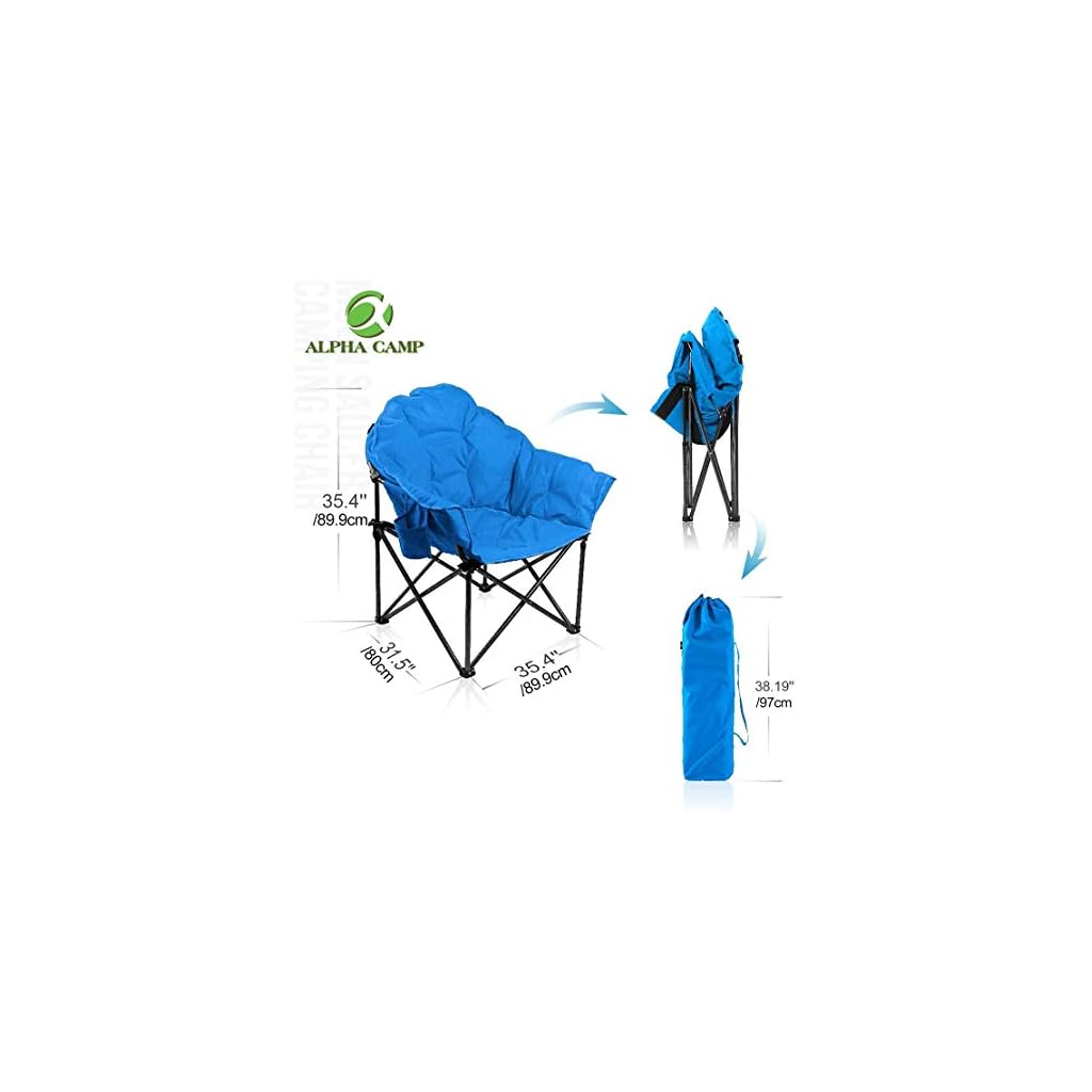 ALPHA CAMP Folding Oversized Moon Saucer Chair With Cup Holder And